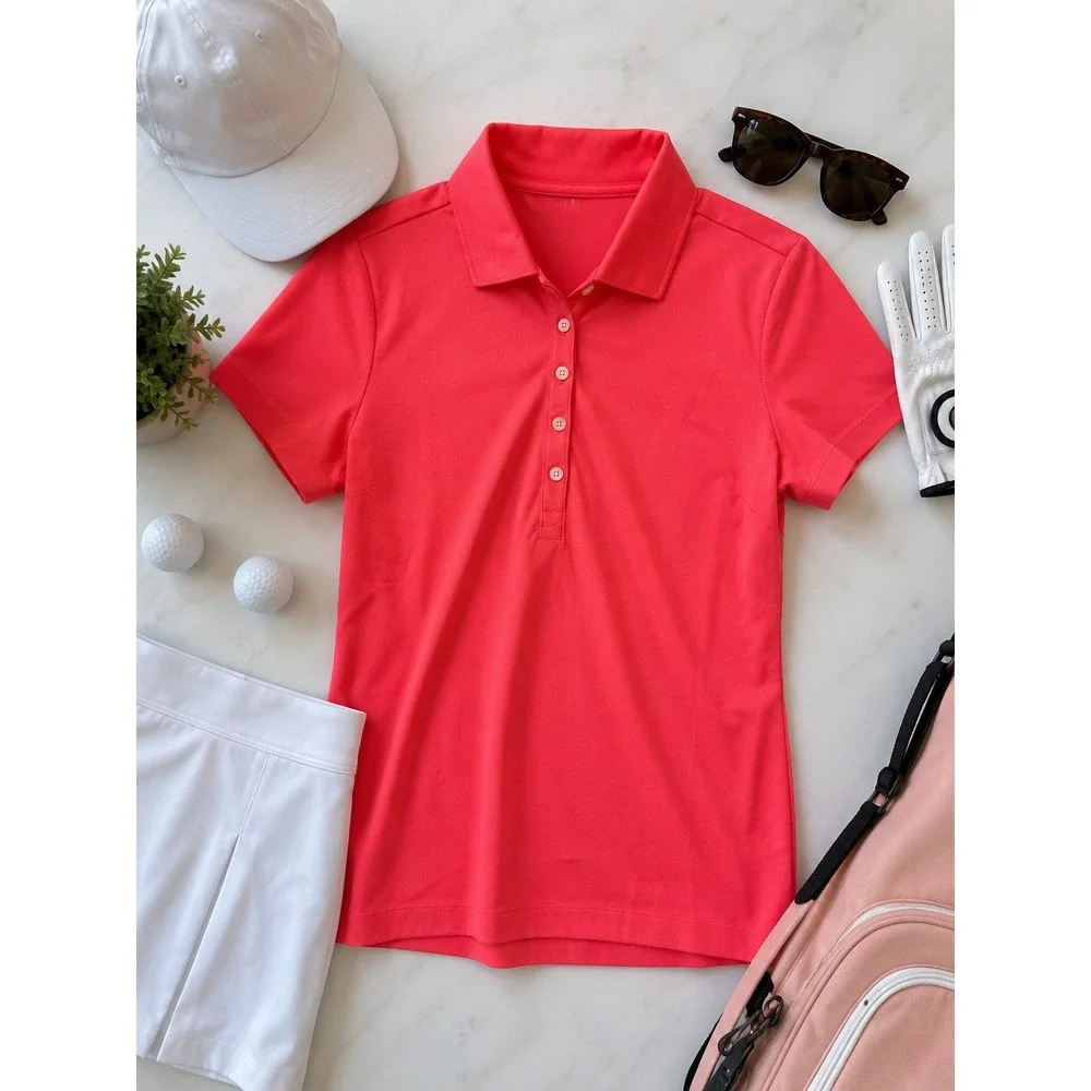 Nike Golf Dri-FIT Polo Shirt Women's Medium Pink Coral Athletic Golf Performance